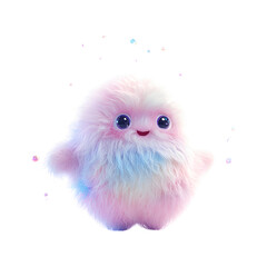 Fluffy 3D Cartoon Character Stuffed Animal Isolated on Transparent Background