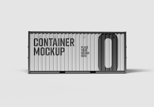 Shipping Container Mockup &ndash; Realistic Industrial Cargo Container on Neutral Background for Logistics, Export Branding, or Warehouse Presentation