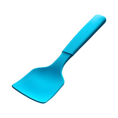Modern Silicone Baking Scraper - Blue Spatula with Handle Isolated on Transparent Background