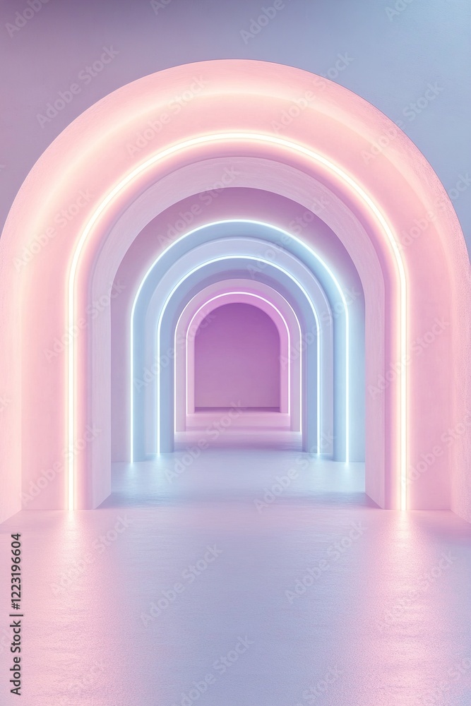 Poster experience a captivating digital tunnel with spiraling glowing lines in vibrant shades of cyan and p