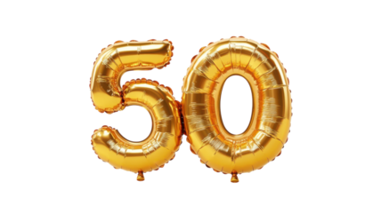 Celebrating a milestone birthday with large golden balloons in a festive setting