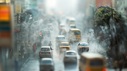 City polluted by vehicles