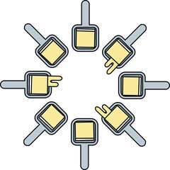 Raclette Party Geometric Shapes Food Icons Set Colour