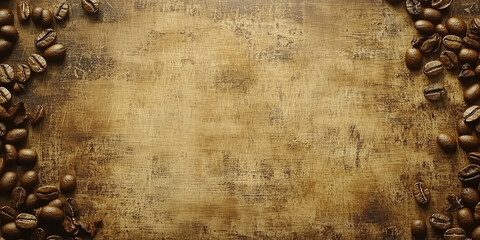 Kaffeebohnen auf Holzplatte. Deko f&uuml;r Werbebanner oder Karte. Hinweisschild oder Werbeschild