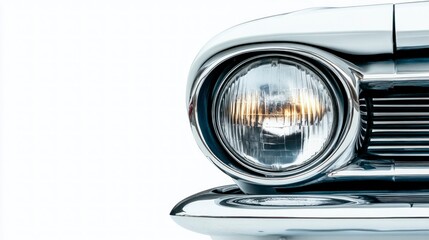 Classic round headlights with chrome trim isolated car image studio environment high-quality shot