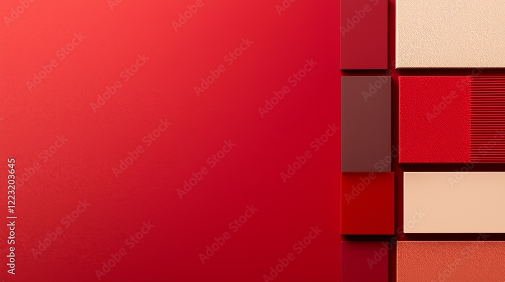 Poster a vibrant composition featuring various shades of red arranged in geometric patterns, creating a str
