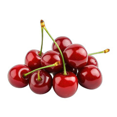 red cherries isolated on transparent background Generative Ai.
