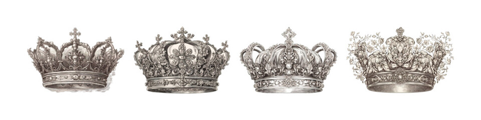 Vintage crown illustration. Diadem collection.
