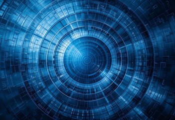Abstract Blue Concentric Technological Design Background