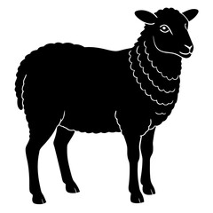 Cute Silhouette of a Sheep line art vector cartoon illustration