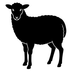 Cute Silhouette of a Sheep line art vector cartoon illustration