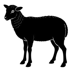 Cute Silhouette of a Sheep line art vector cartoon illustration