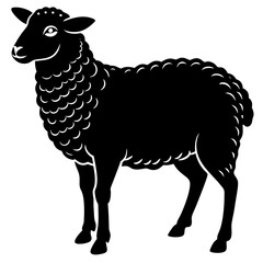 Cute Silhouette of a Sheep line art vector cartoon illustration