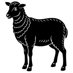 Cute Silhouette of a Sheep line art vector cartoon illustration