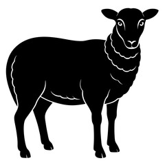 Cute Silhouette of a Sheep line art vector cartoon illustration