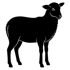 Cute Silhouette of a Sheep line art vector cartoon illustration