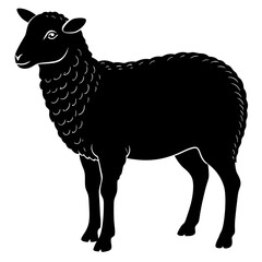 Cute Silhouette of a Sheep line art vector cartoon illustration