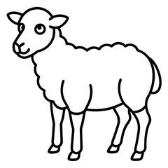 Cute Silhouette of a Sheep line art vector cartoon illustration
