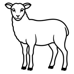 Cute Silhouette of a Sheep line art vector cartoon illustration