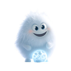 Fluffy 3D Cartoon Character Isolated on Transparent Background