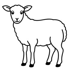 Cute Silhouette of a Sheep line art vector cartoon illustration