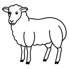 Cute Silhouette of a Sheep line art vector cartoon illustration