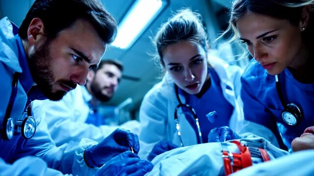Intense Medical Emergency: Medical Team Collaborates in Critical Situation to Save Life