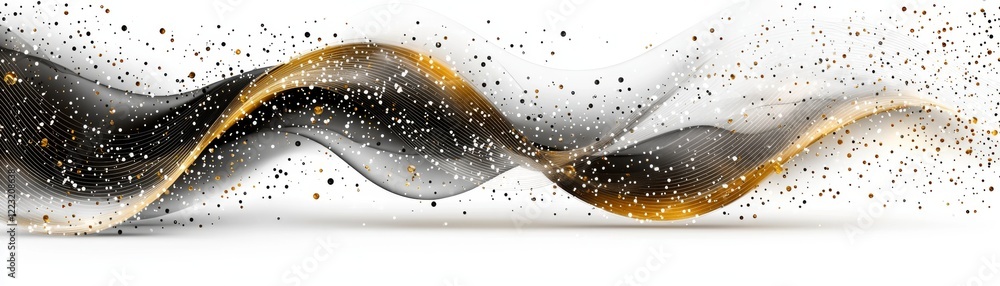 Aufkleber a flowing abstract design features soft waves in gold and black, creating a sense of elegance and mo