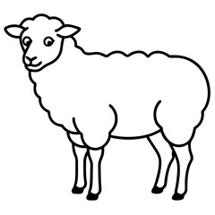Cute Silhouette of a Sheep line art vector cartoon illustration
