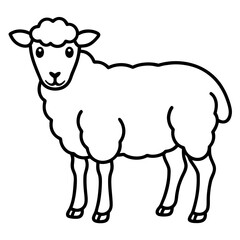 Cute Silhouette of a Sheep line art vector cartoon illustration