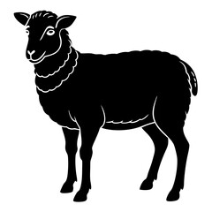 Cute Silhouette of a Sheep line art vector cartoon illustration