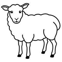 Cute Silhouette of a Sheep line art vector cartoon illustration