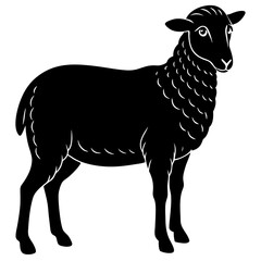 Cute Silhouette of a Sheep line art vector cartoon illustration