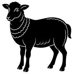 Cute Silhouette of a Sheep line art vector cartoon illustration