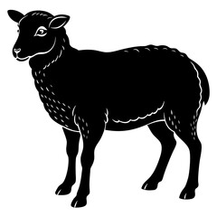 Cute Silhouette of a Sheep line art vector cartoon illustration
