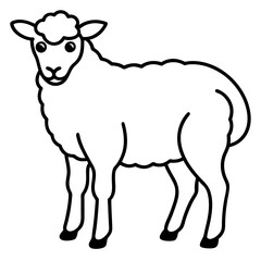 Cute Silhouette of a Sheep line art vector cartoon illustration
