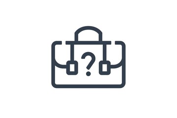 Obraz premium Mysterious briefcase icon, question mark inside.