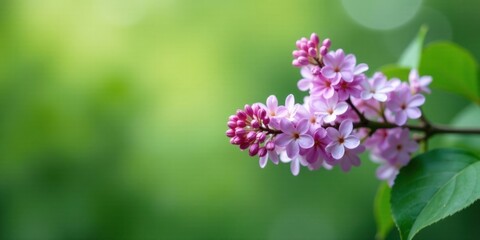 Obraz premium A Delicate Cluster of Spring Blossoms, Soft Pink Petals Unfurling Against a Vibrant Green Background