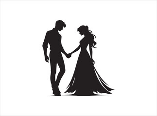 Romantic Couple Silhouette for Love and Relationship-Themed Designs