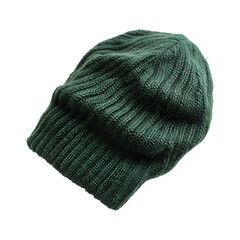 Dark Green Wool Hat Isolated on Transparent Background