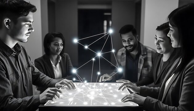 Collaborative Team Working with Digital Interface Technology for Project Strategy