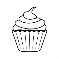 Cupcake vector illustration design, Cupcake silhouette vector art, Cupcake line art vector icon design