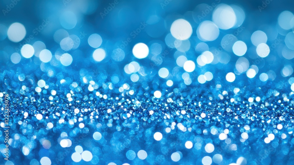 Poster abstract blue bokeh background with sparkling lights and glittering circles