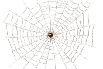 Obraz premium A spiderweb glistening with morning dew, intricate radial design, nature's artistry.