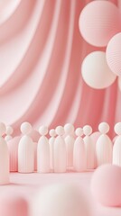 Pink abstract figures, spheres, background, elegant, product display