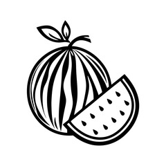 Watermelon Outline Vector Design illustration.