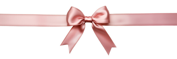 Pink ribbon and bow, isolated on white background. Valentine's gift and decoration concept. isolated, transparent, png.