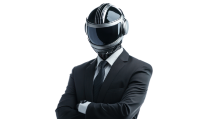 A professional shot of a male engineer in formal attire with a helmet, isolated on white for corporate presentations, isolated on a transparent background. Cutout.