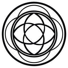 Fototapeta premium An abstract circular logo in line art style, showcasing overlapping shapes and clean lines to create a contemporary and versatile design