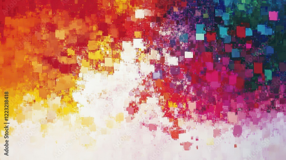 Poster vibrant abstract geometric pattern with colorful pixelated design